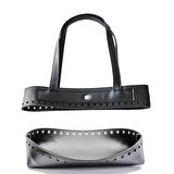 Suni Deri İkili Çanta Aparatı Siyah Renk