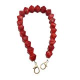 Akrilik Sekizgen Boncuklu Kırmızı Renk 50 Cm Çanta Sapı