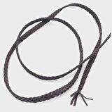 Koyu Kahve Renk Gerçek Deri 12 Mm Şerit Örgü Deri İp