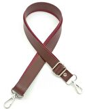 Suni Deri Ayarlı Çanta Sapı 120X2.4 Cm Bordo Gümüş Metal