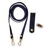 Suni Deri Lacivert Cep Telefonu Seti Light Gold Metalli