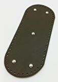 Suni Deri Haki Renk 30X12 cm Oval Çanta Tabanı (Gümüş Aparatlı)