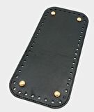 Suni Deri Siyah Renk 25X12 cm Dikdörtgen Çanta Tabanı (Light Gold Aparatlı)