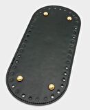 Suni Deri Siyah Renk 25X12 cm Oval Çanta Tabanı (Light Gold Aparatlı)