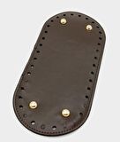 Suni Deri Kahverengi 25X12 cm Oval Çanta Tabanı (Light Gold Aparatlı)