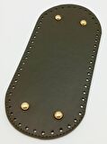 Suni Deri Haki Renk 25X12 cm Oval Çanta Tabanı (Light Gold Aparatlı)