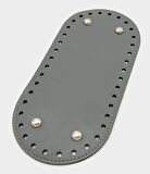 Suni Deri Gri Renk 25X12 cm Oval Çanta Tabanı (Gümüş Aparatlı)