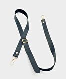 120X2 Cm Tek Kat Siyah Suni Deri Light Gold Tokalı Çanta Sapı