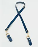 Gerçek Deri Ayarlı Uzun Sap 2X130 Lacivert Light Gold Metalli