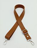 Suni Deri Ayarlı Çanta Sapı 120X2.4 Cm Taba Gümüş Metal