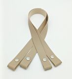 Tek Kat Suni Deri Bej Çıtçıtlı Çanta Sapı Gümüş Metalli