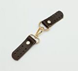 Gerçek Deri Kancalı Böce (Kilit) Kahverengi Light Gold Metalli