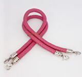 Fuşya Örme Çanta Sapı Gümüş Metal