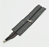 Gri Renk 28 Cm Derili Fermuar Gümüş Metalli