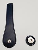 Suni Deri Armut İstiridye Model Kapak Lacivert Gümüş Metalli