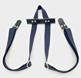 Pamuklu Kolon Lacivert Sırt Çantası Sapı Gümüş Metalli