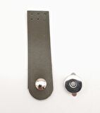 Haki Renk Tek Kat Suni Deri Kapak 10.5x2.5 cm Gümüş Metal