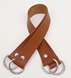 Taba Suni Deri 38X2.5 Cm Çift Çanta Sapı Gümüş Metalli