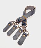 Lacivert Gerçek Deri 55 Cm Çift Sap Misu Model Antik Metal