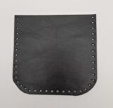 Siyah Gerçek Deri 12x12 cm Oval Kenar Cep