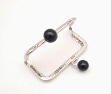 8.5 cm Siyah Toplu Çanta Klipsi Çanta Bursu Gümüş Metal