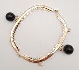 12.5 cm Siyah Toplu Oval Çanta Klipsi Çanta Bursu Light Gold Metal