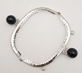 12.5 cm Siyah Toplu Oval Çanta Klipsi Çanta Bursu Gümüş Metal