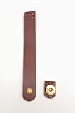18x2.3 cm Kızıl Kahve Gerçek Deri Düz Çanta Kapağı Antik Metalli