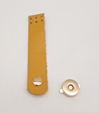 11x2.3 cm Hardal Gerçek Deri Düz Çanta Kapağı Light Gold Metalli
