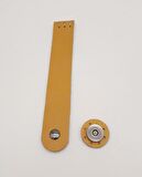 18x3 cm Hardal Gerçek Deri Düz Çanta Kapağı Füme Metalli