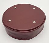 Bordo Suni Deri 22 cm Yuvarlak Yüksek Çanta Tabanı Gümüş Metalli