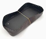 Koyu Kahverengi Suni Deri 28x13 cm Yüksek Çanta Tabanı Gümüş Metalli