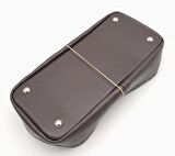 Koyu Kahverengi Suni Deri 28x13 cm Yüksek Çanta Tabanı Gümüş Metalli