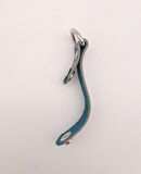 Turkuaz Gerçek Deri Çıtçıtlı Sapucu Böce Gümüş Metalli 1 Adet