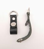 Siyah Gerçek Deri Çıtçıtlı Sapucu Böce Gümüş Metalli