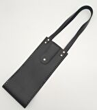 Siyah Suni Deri Kova Model Çanta Deri Seti Light Gold Metal