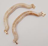 Akrilik Bej Renk Mermer Desen Light Gold Halkalı Çanta Tutma Sapı