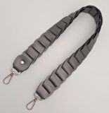 62 cm Yassı Örgü Model Suni Deri Gri Çanta Sapı Gümüş Metalli