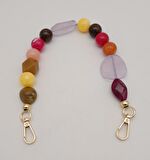 39 cm Kancalı Renkli Akrilik Zincir Light Gold Metalli