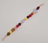 39 cm Kancalı Renkli Akrilik Zincir Light Gold Metalli