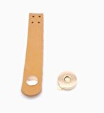11x2 cm Açık Taba Gerçek Deri Düz Çanta Kapağı Light Gold Metalli