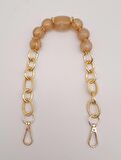 42 cm Kancalı Sütlü Kahve Renk Akrilik Zincir Light Gold Metalli