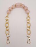 42 cm Kancalı Pudra Renk Akrilik Zincir Light Gold Metalli