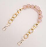 42 cm Kancalı Pudra Renk Akrilik Zincir Light Gold Metalli