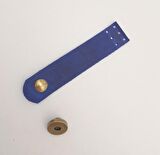 11x2.3 cm Crazy Oil Saks Mavi Gerçek Deri Düz Çanta Kapağı Antik Metalli