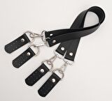 Suni Deri 55 Cm Misu Model Çift Sap Siyah Renk Gümüş Metal