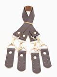Suni Deri 55 Cm Misu Model Çift Sap Kahverengi Light Gold Metal
