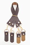 Suni Deri 55 Cm Misu Model Çift Sap Kahverengi Light Gold Metal