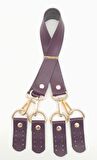 Suni Deri 55 Cm Misu Model Çift Sap Mor Renk Light Gold Metal