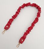 70 cm Büzgü Model Suni Deri Kırmızı Renk Çanta Sapı Light Gold Metalli